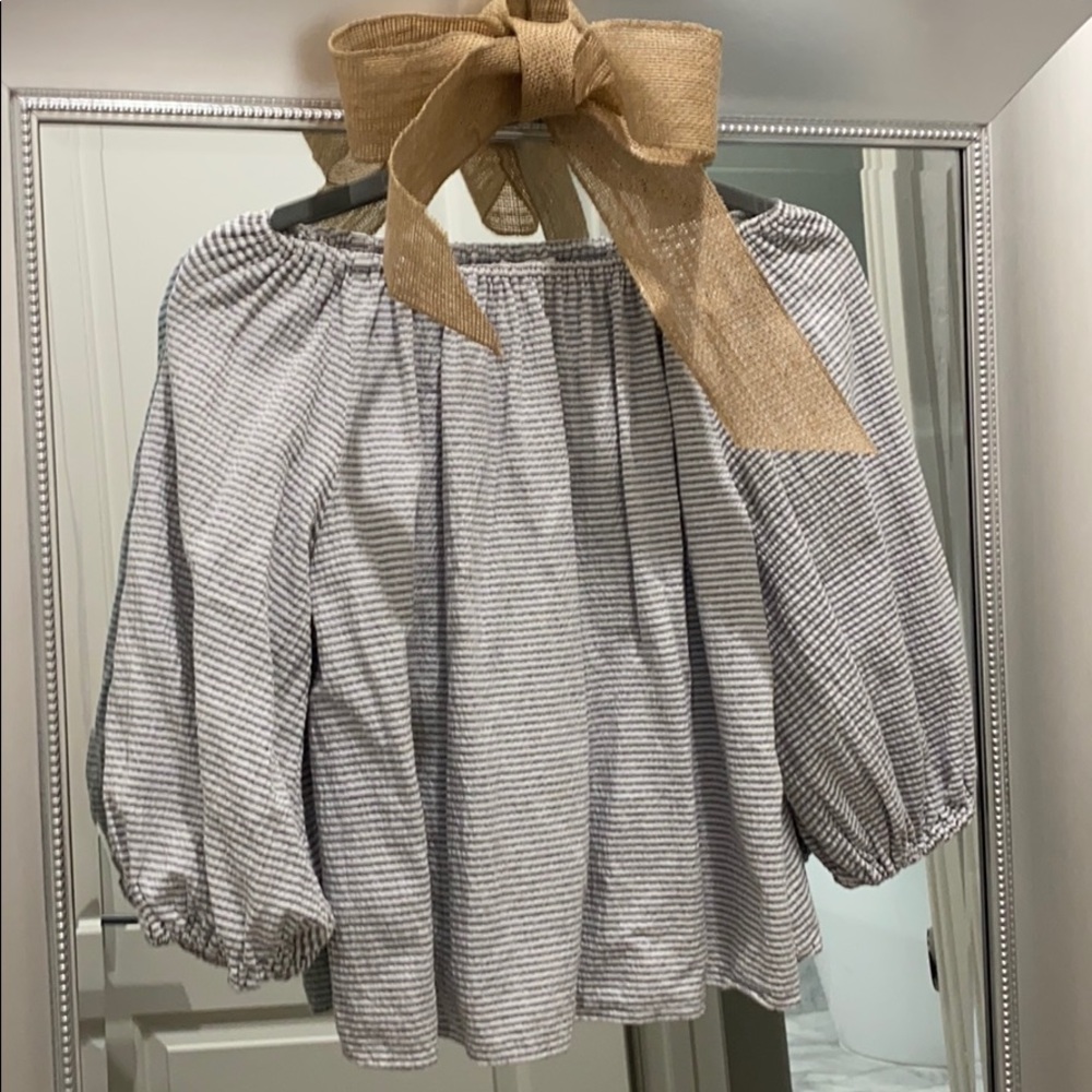 Anthropologie Small puffed sleeve off shoulder top